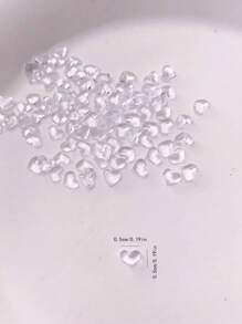 100pcs Small-Sized Transparent Resin Heart-Shaped Design Nails Decoration DIY Heart-Shaped Nail Decoration, Suitable For Dating, Valentine's Day, Mother's Day Nail Art Nail Supplies Nails Charms - Clear - View 3