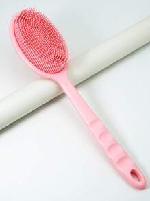 1 Pc Silicone Bath Brush,Pink Scrub Brush, Long Handle Back Body Brush Body Cleaning Tool For Shower,Back Scrubber With Soft Silicone Teeths,Exfoliating Body Silicone Scrubber - Pink - View 1