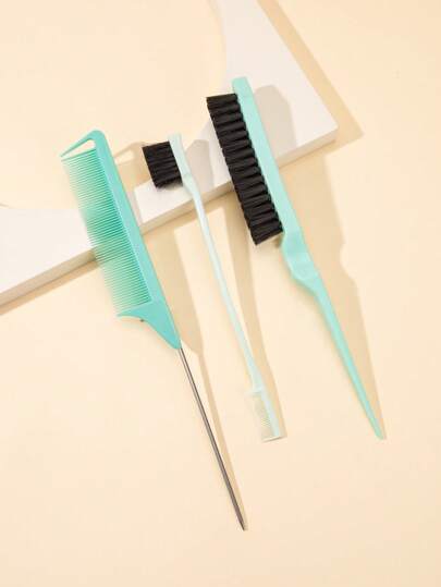 WANMEI Set de 3 cepillos para peinado, que incluye cepillo volumizador, peine de púas y cepillo para el borde, adecuado para peinar la línea del cabello y la nuca, fácil de desenredar y alisar el cabello. Este set de cepillos contiene varias herramientas, productos y accesorios para el peinado, ideal para salones, peluquerías, vuelta al cole y viajes.