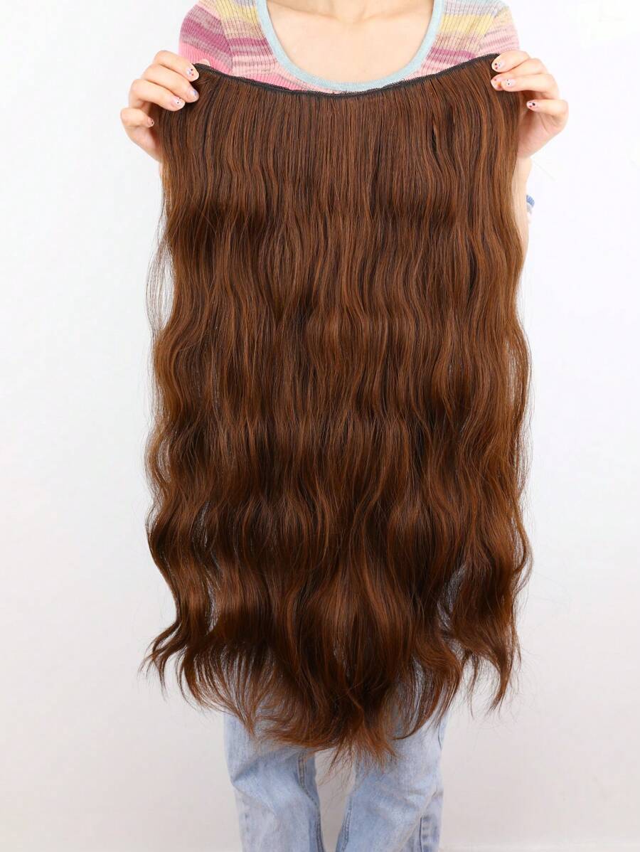 Clip In Long Curly Synthetic Hair Extension - Light Brown - View 1
