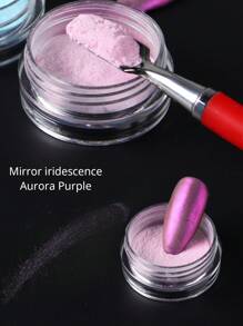FULL BEAUTY 2 盒鏡面極光紫色美甲粉灰塵虹彩閃光 - 紫色 - 查看 3