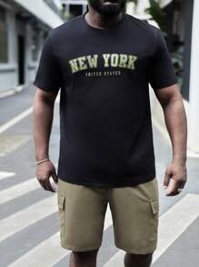 Manfinity NXTstreet Men Plus Letter Graphic Tee & Flap Pocket Shorts - Multicolor - View 4