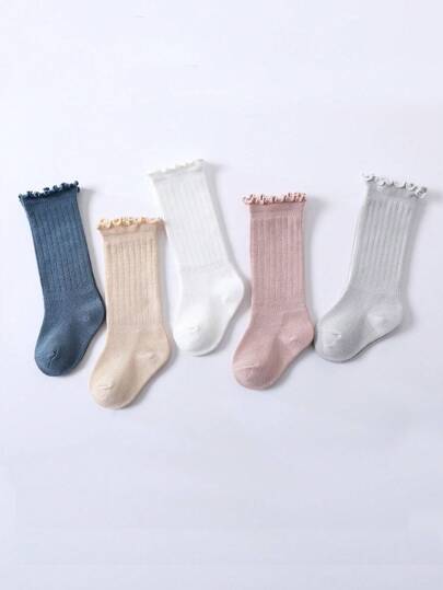 5 đôi tất cao đến đầu gối viền ren cho bé cho mùa xuân và mùa thu