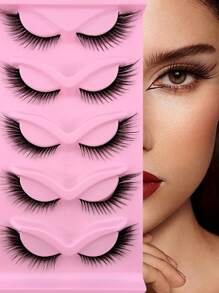 Lông Mi Giả, 5 Đôi Mắt Mèo Volumized Lông Mi Lông Tơ Nhìn Kịch Tính 3D Cáo Mắt Giả Chồn Hàng Mi Cho Tiệc Hóa Trang - màu đen - Xem 1