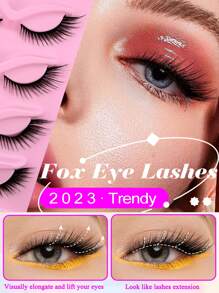 Lông Mi Giả, 5 Đôi Mắt Mèo Volumized Lông Mi Lông Tơ Nhìn Kịch Tính 3D Cáo Mắt Giả Chồn Hàng Mi Cho Tiệc Hóa Trang - màu đen - Xem 2