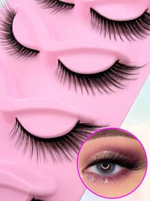 Lông Mi Giả, 5 Đôi Mắt Mèo Volumized Lông Mi Lông Tơ Nhìn Kịch Tính 3D Cáo Mắt Giả Chồn Hàng Mi Cho Tiệc Hóa Trang - màu đen - Xem 4