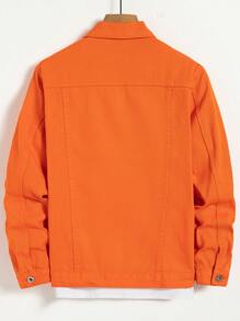 Manfinity Hypemode 男士棉翻蓋口袋牛仔夾克不帶T恤 - 橘色 - 查看 2