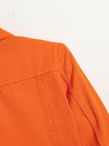 Manfinity Hypemode 男士棉翻蓋口袋牛仔夾克不帶T恤 - 橘色 - 查看 4