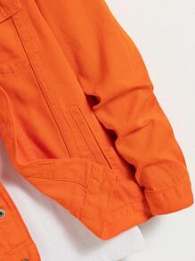 Manfinity Hypemode 男士棉翻蓋口袋牛仔夾克不帶T恤 - 橘色 - 查看 5