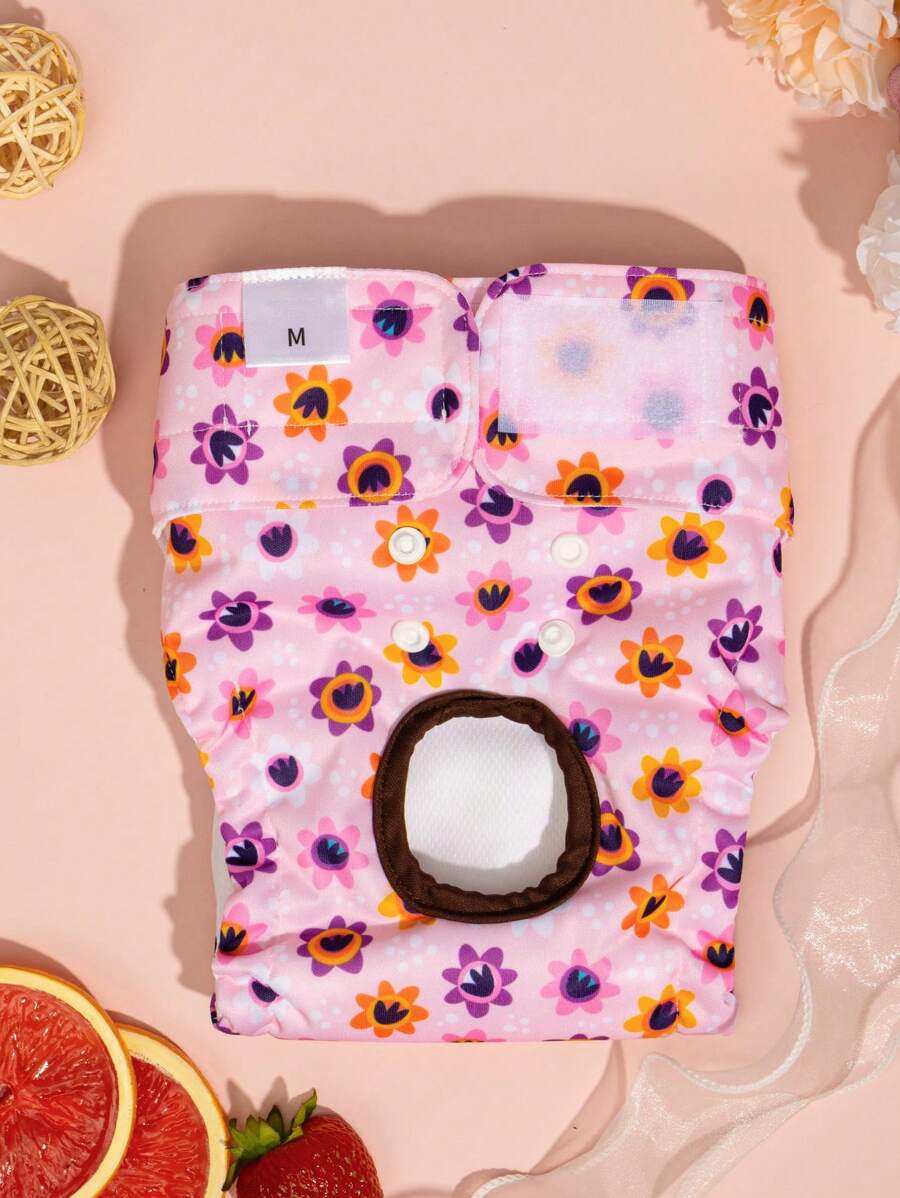 1片花卉图案宠物尿布，适用于猫狗，呵护宠物健康