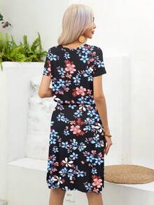 DEARCASE Floral Print Knot Front Dress - Multicolor - View 2