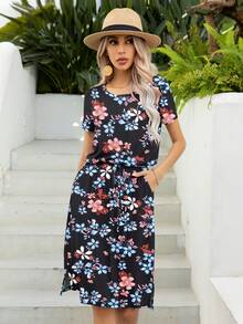DEARCASE Floral Print Knot Front Dress - Multicolor - View 3