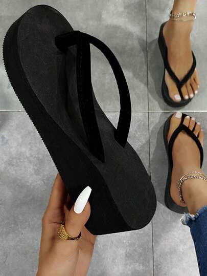 Women Minimalist Flip-Flops, Fashion Black Fabric Flip Flops