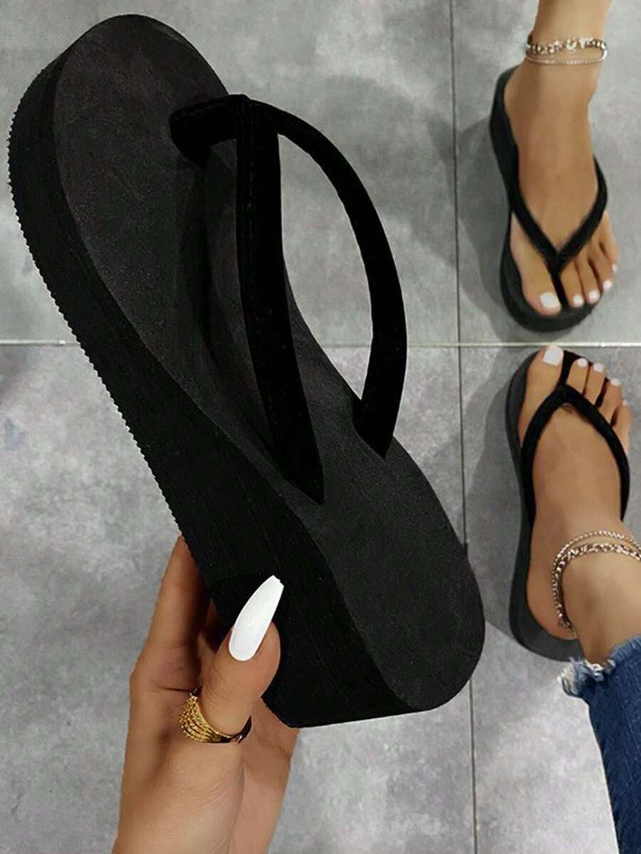 Mujer Chanclas minimalista moda negro de tela