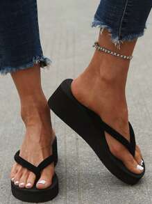 Mujer Chanclas minimalista moda negro de tela