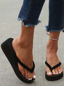 Mujer Chanclas minimalista moda negro de tela