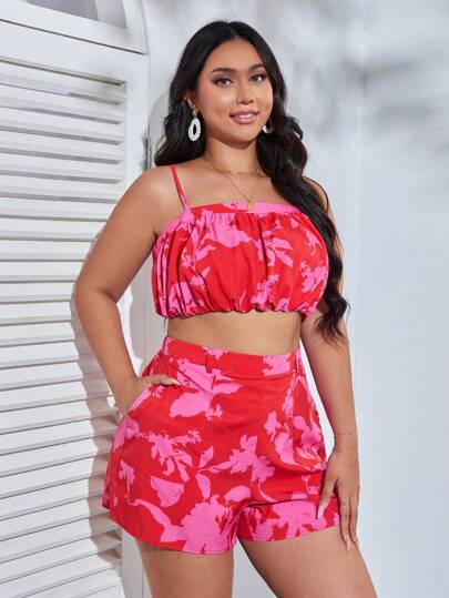 Dreamara 大碼印花吊帶背心和短褲