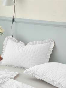 1pc Ruffle Decor Pillowcase Without Filler, Modern Polyester Bed Pillow Case For Home - White - View 3