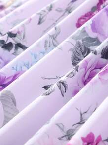 SHEIN 女孩印花泡泡袖洋裝附帽子 - 紫色 - 查看 3