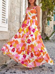 RueChic Knut Krås Hem Blommig Mönster Boho Klänning - Multifärgad - Visa 3