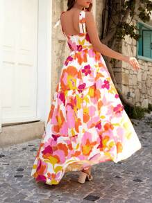 RueChic Knut Krås Hem Blommig Mönster Boho Klänning - Multifärgad - Visa 4