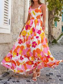 RueChic Knut Krås Hem Blommig Mönster Boho Klänning - Multifärgad - Visa 1