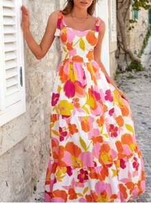 RueChic Knut Krås Hem Blommig Mönster Boho Klänning - Multifärgad - Visa 2