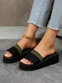 Dép đế dày đế lưới thoáng khí thời trang cho nữ, dép đi ngoài trời thoải mái, chống trượt - màu đen - Xem 6