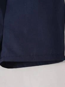 SHEIN 男嬰條紋圖案Polo領連體衣和短褲套裝