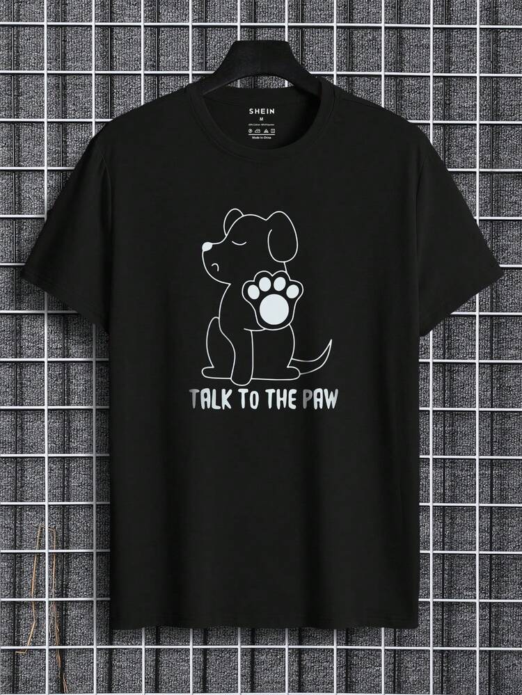 ผู้ชาย เสื้อยืด ผ้าฝ้าย กราฟิก การ์ตูน & สโลแกน - สีดำ - ดู 1