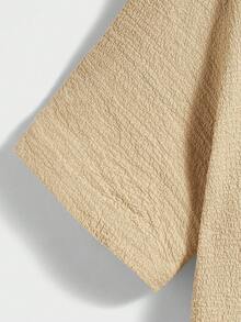 GENTILAND Loose Fit Men's Solid Color Short Sleeve Casual Popover Shirt - Khaki - View 4