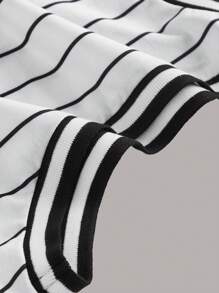 SHEIN EZwear Plus Striped & Letter Graphic Crop Tank Top - Black and White - View 3