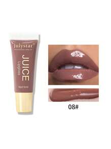 Julystar 持久液體口紅,不粘杯子保濕水潤光澤唇彩濕質感紋理唇膏 - 咖啡棕 - 查看 3