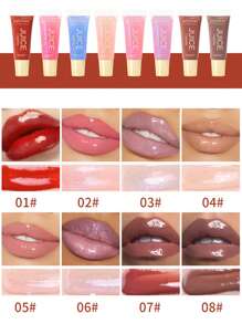 Julystar 持久液體口紅,不粘杯子保濕水潤光澤唇彩濕質感紋理唇膏 - 咖啡棕 - 查看 4