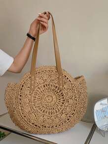 Yogodlns 空心設計，非常適合夏季旅遊度假，夏季必備，度假好物，草編手提包，草編沙灘袋，海灘必備，夏日必需品，沙灘用品和夏季必備品