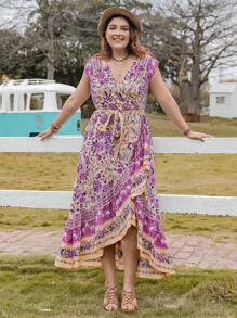 Đầm Plus Size Thắt nút Viên lá sen Trọn gói Hoa Boho - Nhiều màu - Xem 5