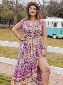 Đầm Plus Size Thắt nút Viên lá sen Trọn gói Hoa Boho - Nhiều màu - Xem 6