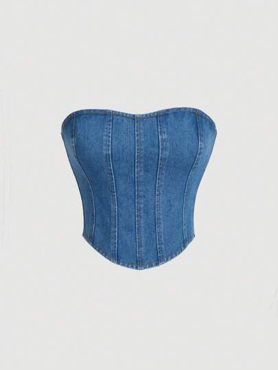 SHEIN MOD Top bandeau bajo hanky mezclilla