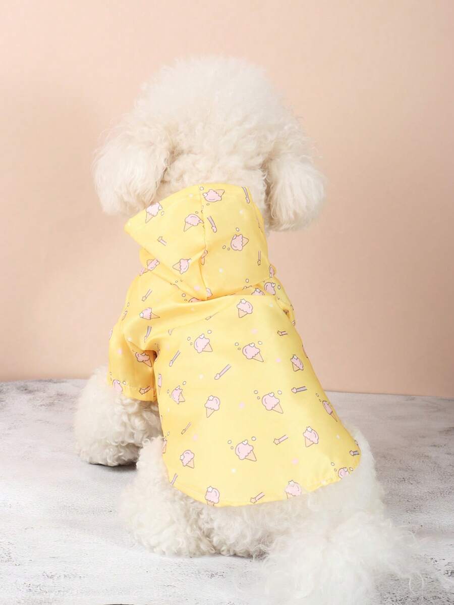 1 Miếng Polyester Vàng vui tươi Kem mẫu Thú cưng Không thấm nước Áo mưa Thích hợp Đối với Chó nhỏ Như Teddy Và Đi ra ngoài - Màu vàng - Xem 1