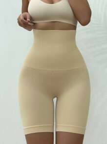 High Waisted Shapewear Shorts - Apricot - View 1