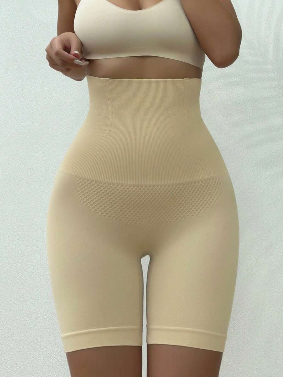 High Waisted Shapewear Shorts - Apricot - View 1