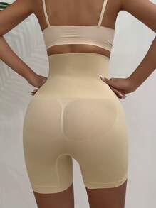 High Waisted Shapewear Shorts - Apricot - View 2