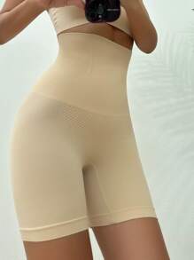 High Waisted Shapewear Shorts - Apricot - View 4