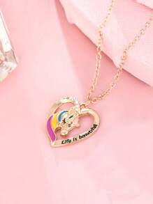 1 Piece Of Creative Love Unicorn Necklace For Children - Yellow Gold - View 3