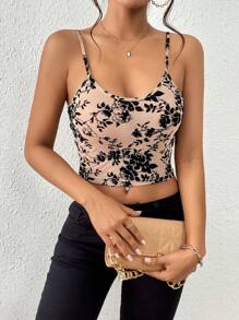 SHEIN Essnce 女士短款可調節細肩帶背心 - 彩色 - 查看 4