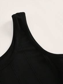 SHEIN EZwear Solid Tank Bodycon Dress - Black - View 3