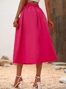 SHEIN Privé Váy nữ màu trơn Giải trí - Màu Hồng Tươi - Xem 2