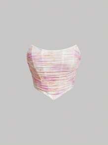 SHEIN MOD Tie Dye Ruched Bandana Hem Crop Tube Top