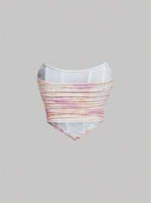 SHEIN MOD Tie Dye Ruched Bandana Hem Crop Tube Top