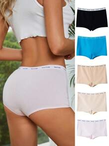 SHEIN 5 chiếc quần short thắt lưng bằng băng chữ cái - Nhiều màu - Xem 1